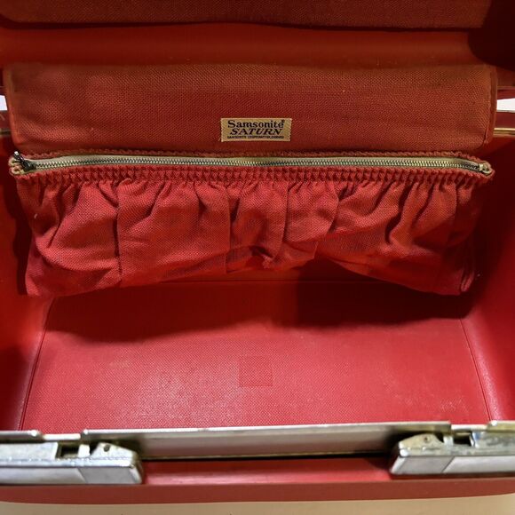 Rare Samsonite Saturn Carry On Hard Luggage Red Retro Beautiful Trendy - Picture 10 of 14